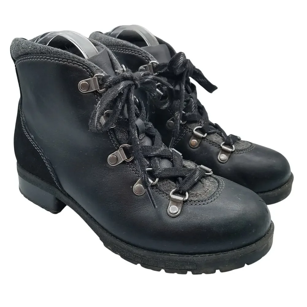 Clarks Faralyn Alpha Black Leather & Suede 10 Eye Lace Up Hiking Boots Size 7